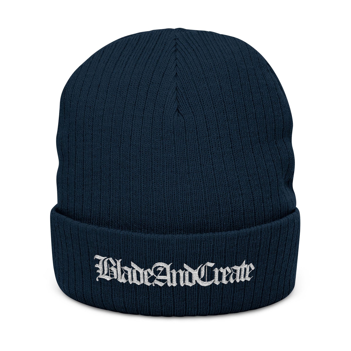 Old English Ribbed Beanie (Embroidered)