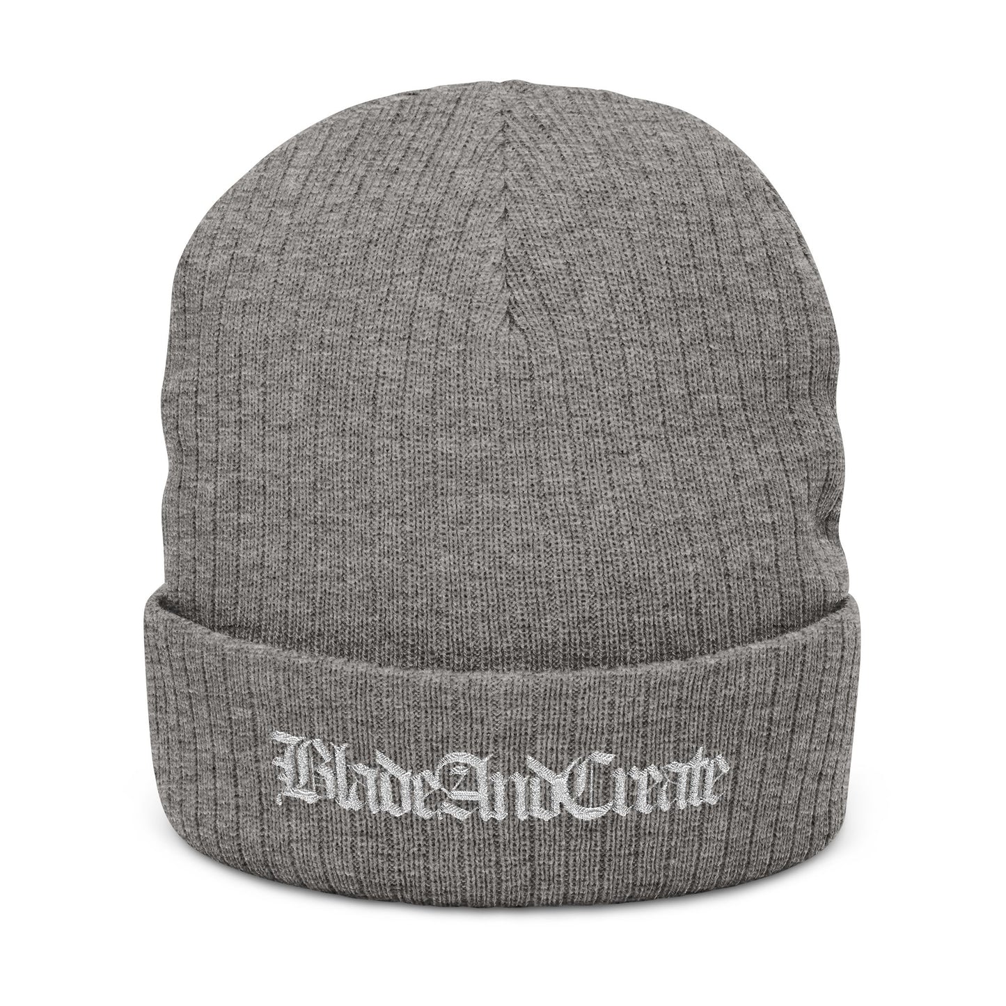 Old English Ribbed Beanie (Embroidered)